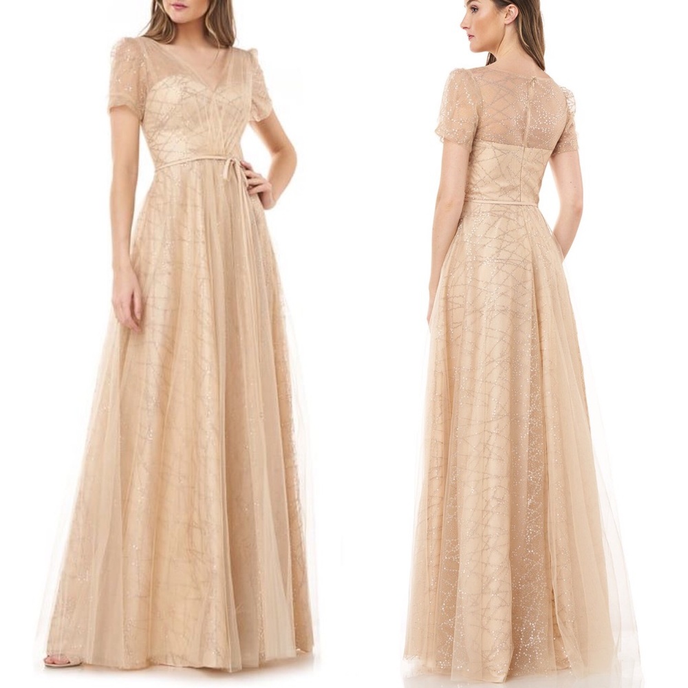 CARMEN MARC VALVO
SEQUIN GLITTER MESH BALLGOWN